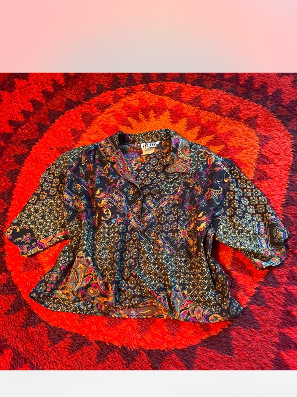 Vintage Jr’s Only Paisley Patchwork Button-Up Blouse size L